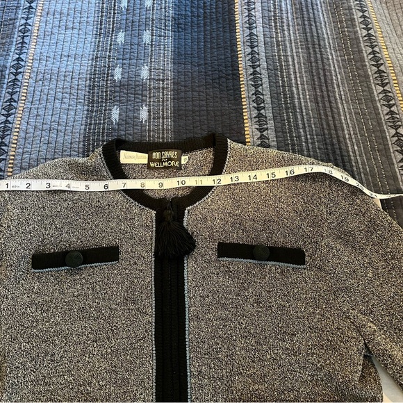 VTG Don Sayres for Wellmore Santana Knit Gray Black Blue Zip Up sweater Size 12 - Picture 12 of 15